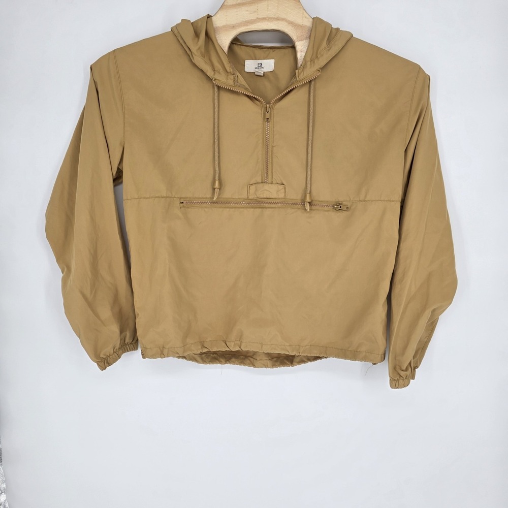 Thread Supply 1/4 Zip Pullover Windbreaker Tan Women Med Lightweight Travel Pack
